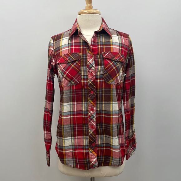 Duluth Trading Co Tops - Duluth Trading Co. Tartan Plaid Crosscut Wicking Flannel Button Down Shirt XS